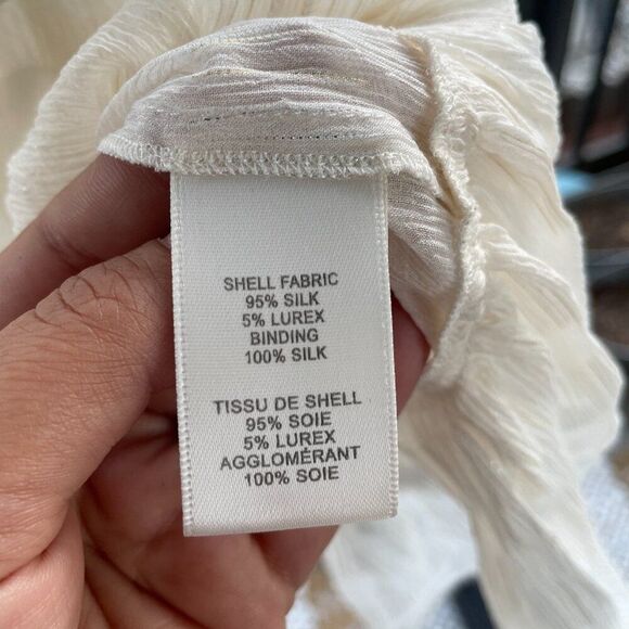 Rebecca Taylor- Gold Striped Cap Sleeve Blouse 100% silk - Picture 2 of 8